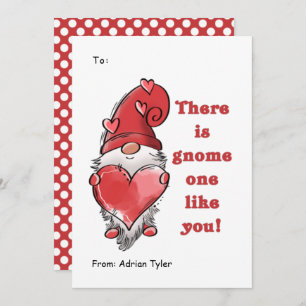 Cute Gnome One Like You Classroom Valentines Day   Holiday Card