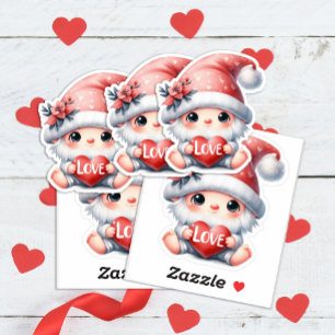 Cute Gnome Pink Red Heart Love Valentine's Day