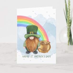 Cute Gnome Pot of Gold Custom St Patrick's Day Holiday Card