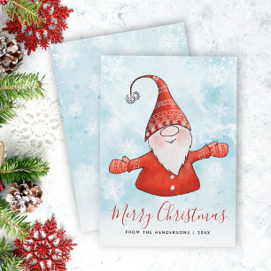 Cute Gnome Santa Merry Christmas Holiday Card