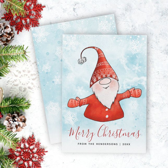 Cute Gnome Santa Merry Christmas Holiday Card (Creator Uploaded)