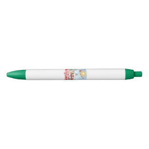 Cute Gnome, Snowman Celebrating Christmas Holiday Black Ink Pen