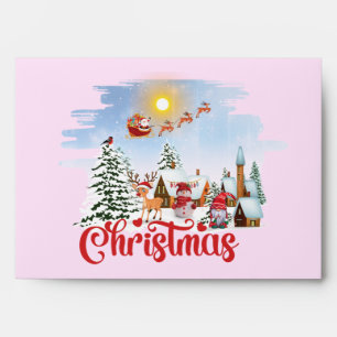Cute Gnome, Snowman Celebrating Christmas Holiday Envelope