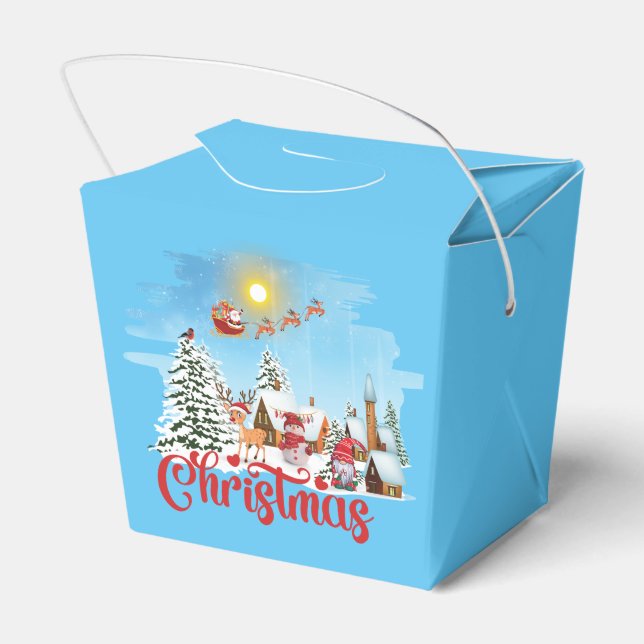 Cute Gnome, Snowman Celebrating Christmas Holiday Favour Box (Back Side)
