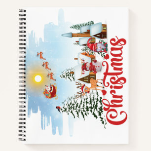 Cute Gnome, Snowman Celebrating Christmas Holiday Notebook
