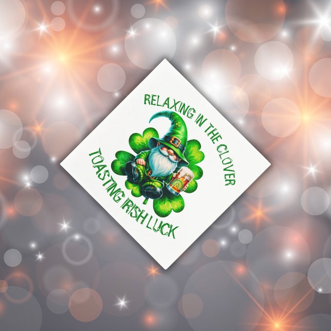 Cute Gnome St Patrick's Day with Beer | Napkin (Creator Uploaded)
