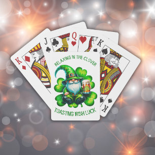Cute Gnome St Patrick's Day with Beer Playing Cards