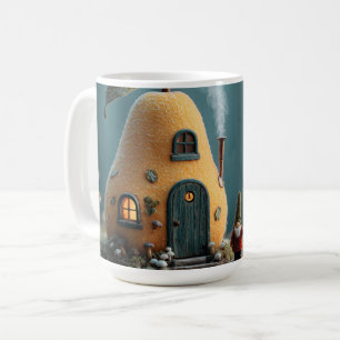 Cute Gnome Standing by a Pear Fairy Cottage Coffee Mug