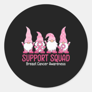 Cute Gnome Support Squad Breast Cancer Awareness Classic Round Sticker