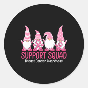 Cute Gnome Support Squad Breast Cancer Awareness Classic Round Sticker
