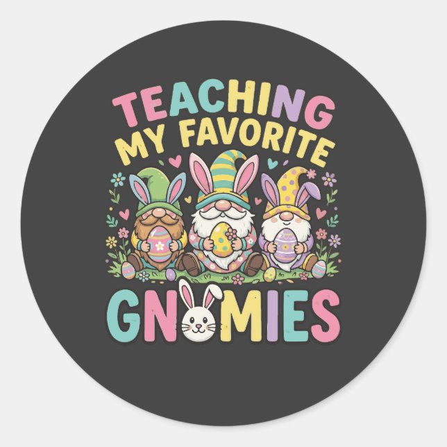 Cute Gnome Teacher Design Teaching  Classic Round Sticker (Front)