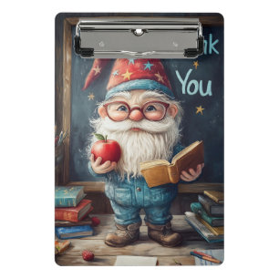 Cute Gnome Teacher - Thank You Illustration Mini Clipboard