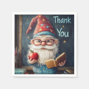 Cute Gnome Teacher - Thank You Illustration Napkin
