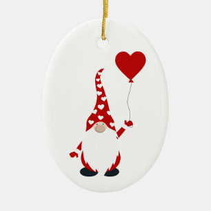 Cute Gnome Valentine Ceramic Ornament