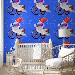 Cute Gnome with Bike and Gift Christmas Wallpaper