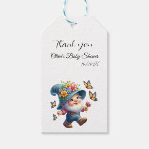 Cute Gnome with Butterfly Baby Shower Gift Tag
