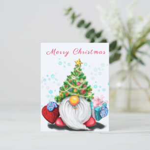 Cute Gnome with Christmas Tree Hat and Gift - Fun 