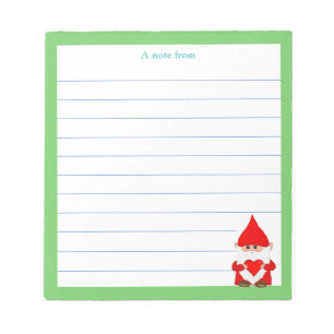 Cute Gnome with Green Frame Lined Notepad