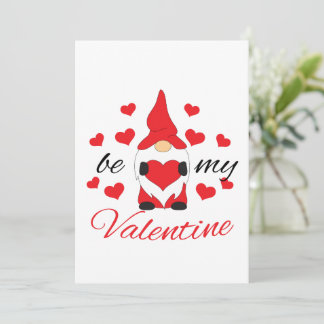 Cute gnome with heart Be my Valentine Holiday Card