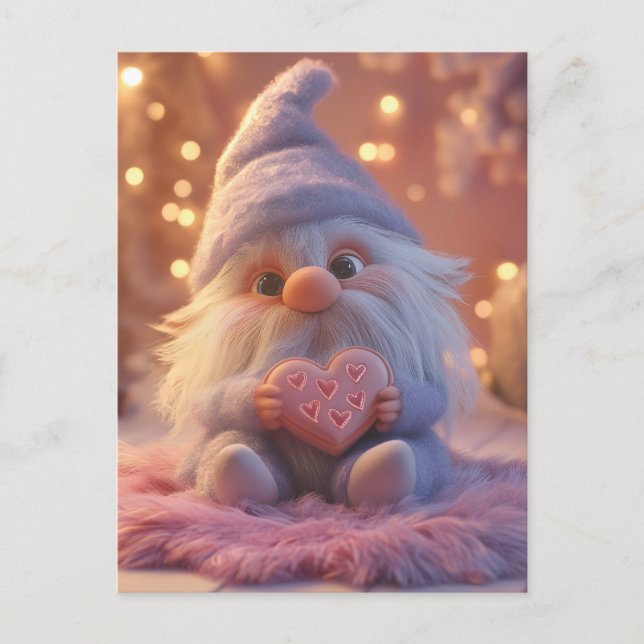 Cute Gnome with Heart: Valentine's Day Design Holiday Postcard (Front)
