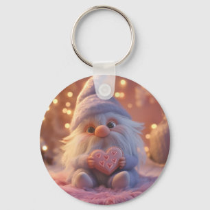 Cute Gnome with Heart: Valentine's Day Design Key Ring