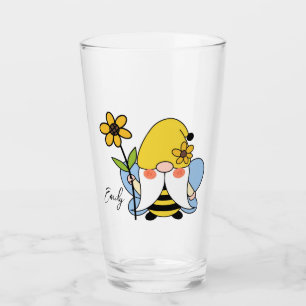 Cute Gnome with Sunflowers Glass