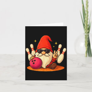 Cute Gnome With Sungles Gnome Playing Bowling Men  Card