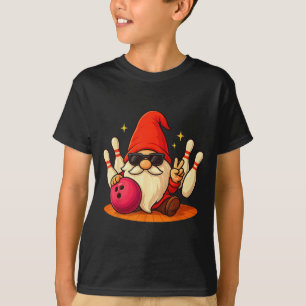 Cute Gnome With Sungles Gnome Playing Bowling Men  T-Shirt