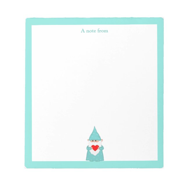 Cute Gnome with Turquoise Frame Simple Notepad (Front)