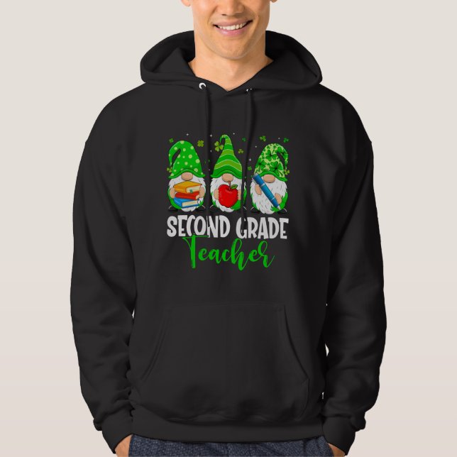 Cute Gnomes 2nd Grade Teacher Squad St Patricks Da Hoodie (Front)