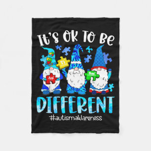 Cute gnomes autism awareness to be different puzzl fleece blanket