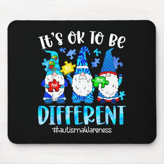 Cute gnomes autism awareness to be different puzzl mouse pad (Front)