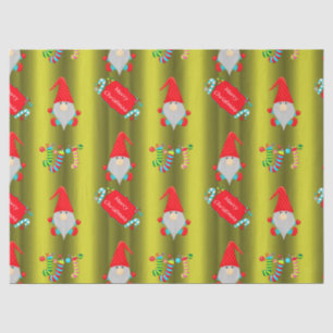Cute Gnomes, Chartreuse Green Christmas Tissue Paper