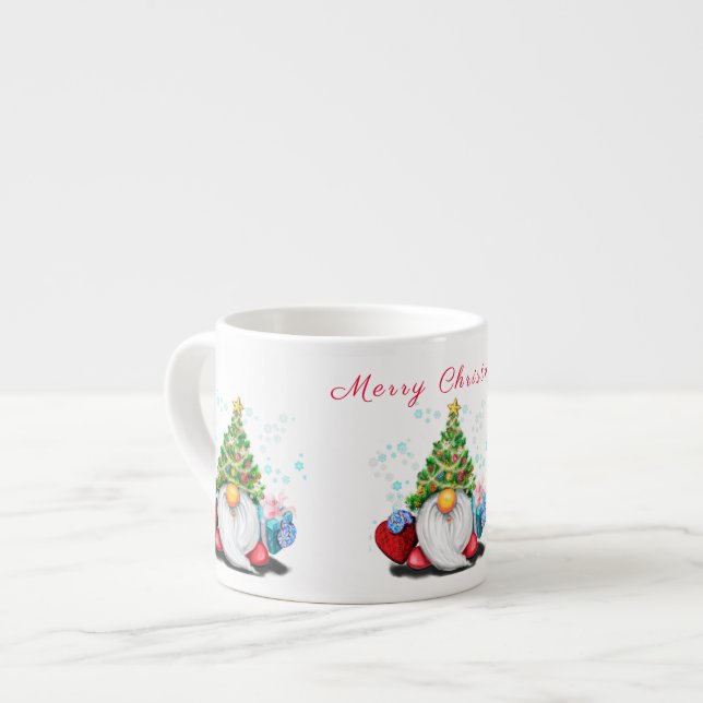 Cute Gnomes Christmas Espresso Mug (Front Left)