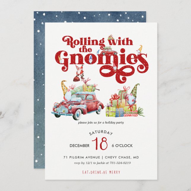 Cute Gnomes | Christmas Party Invitation (Front/Back)