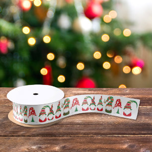 Cute Gnomes Christmas Satin Ribbon