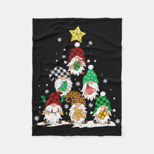 Cute Gnomes Christmas Tree Lights Gnomies Gnome Xm Fleece Blanket