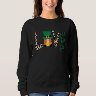 Cute Gnomes Drink St Patrick's Day Love Leopard Gr Sweatshirt