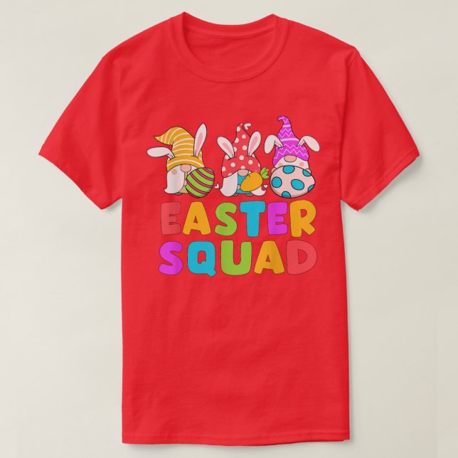 Cute Gnomes Easter Egg Hunt Bunny Ears Easter Squa T-Shirt (Design Front)