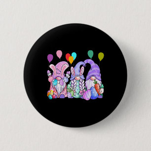 Cute Gnomes Easter Eggs Balloons Funny Gnome Easte 6 Cm Round Badge
