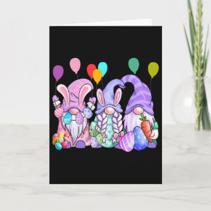 Cute Gnomes Easter Eggs Balloons Funny Gnome Easte Card
