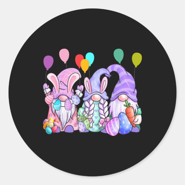 Cute Gnomes Easter Eggs Bylloons Funny Gnome Easte Classic Round Sticker (Front)