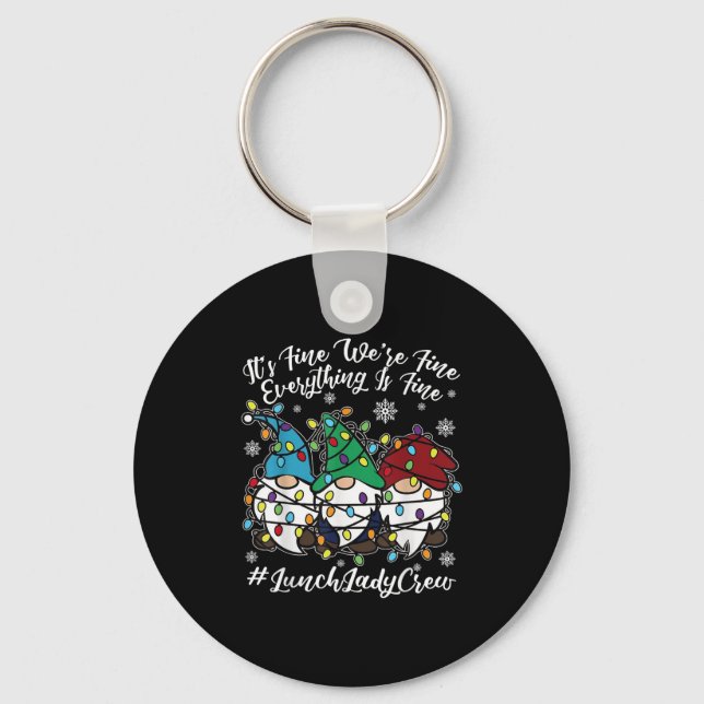 Cute Gnomes Everything Is Fine Christmas Lunch Lad Key Ring (Front)