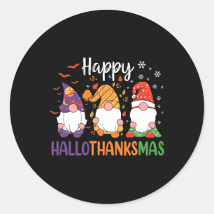 Cute Gnomes Fall Halloween Women Girls Happy Hallo Classic Round Sticker