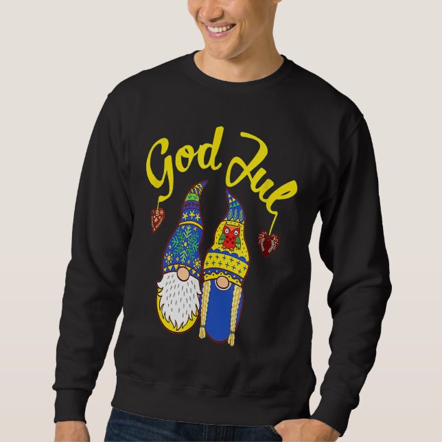 Cute Gnomes God Jul Swedish Norwegian Christmas Sweatshirt (Front)