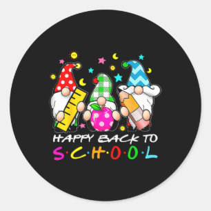 Cute Gnomes Happy Back To School Teachers Student  Classic Round Sticker