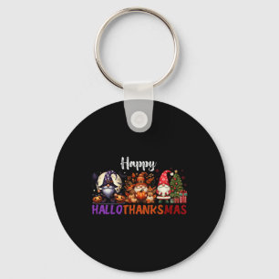 Cute Gnomes Happy Hallothanksmas Halloween Thanksg Key Ring