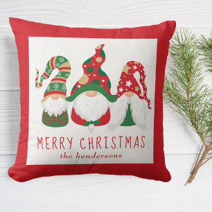 Cute Gnomes Merry Christmas Cushion