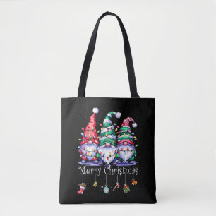 Cute Gnomes Merry Christmas Light Family Gnome Tote Bag