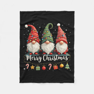 Cute Gnomes Merry Christmas Light Family Gnome Xma Fleece Blanket